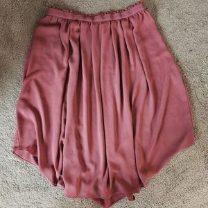LOFT Salmon Midi skirt Smooth subtle pleat soft fabric long short Lo Hi